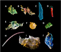 A graphic shows various types of microplastics