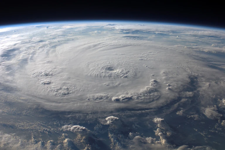 A satellite image of a hurricane.