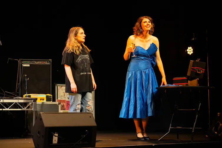 A mum and daughter on stage.