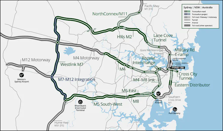 Map of Transurban roads
