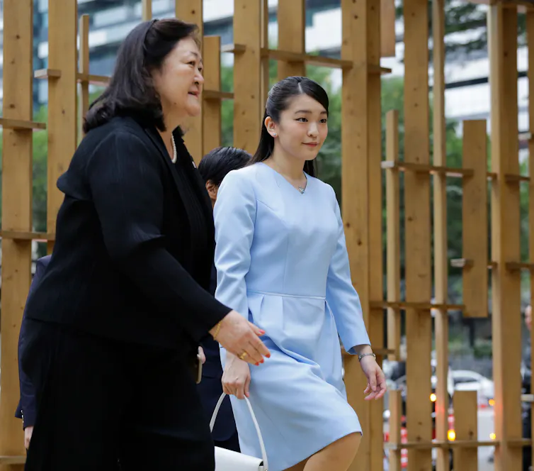 Japan's Princess Mako, seen here visiting a Japanese art gallery in Brazil, 2018.