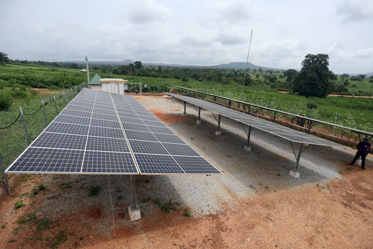 Solar panels in a landscape