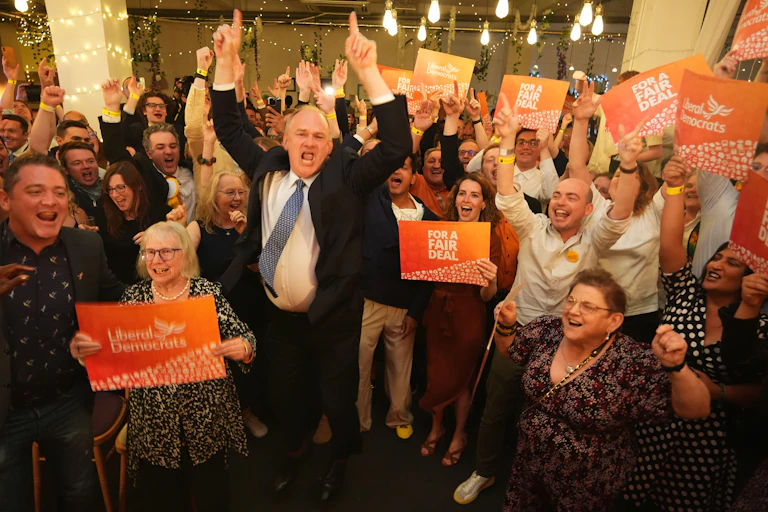 Liberal Democrats celebrating.