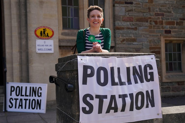 Carla Denyer at her polling station.
