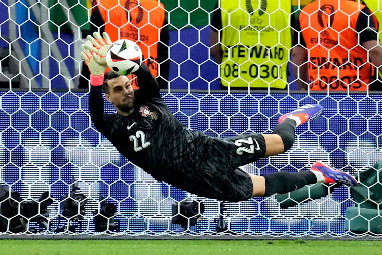 Goalkeeper saving a goal