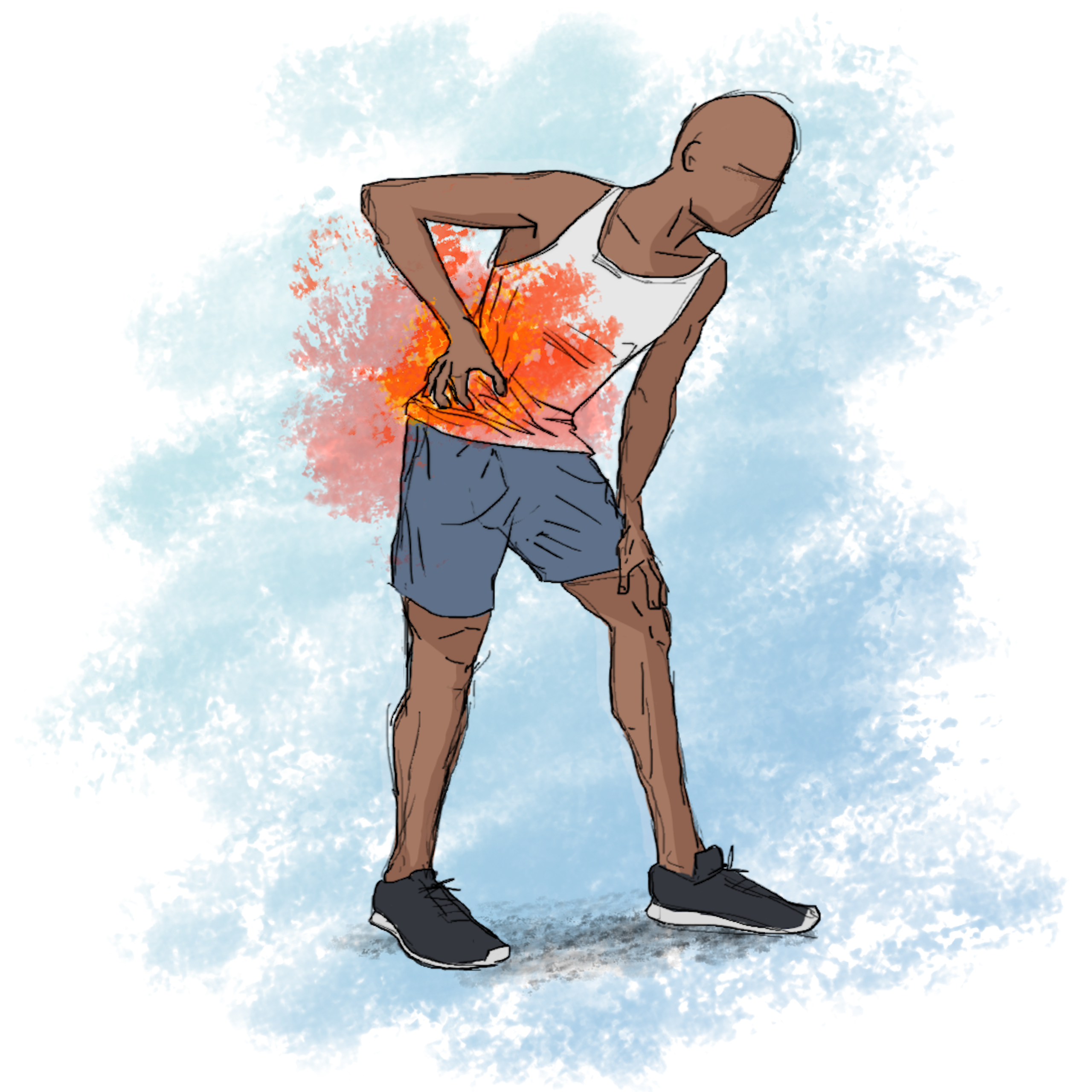 Illustration d'un homme souffrant d'un point de côté.