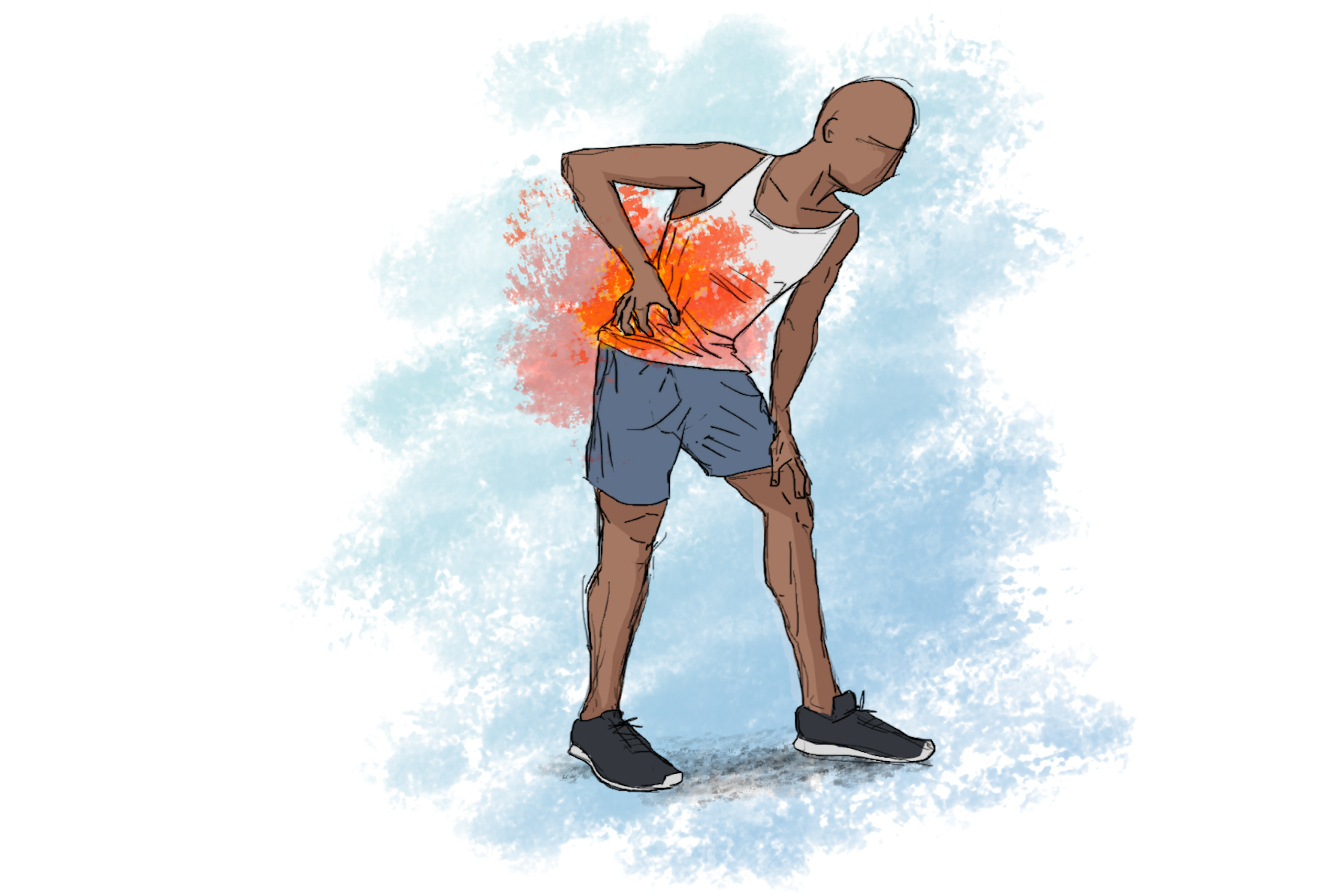 Illustration d'un homme souffrant d'un point de côté.