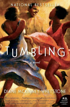 Book cover depicting two Black women and one Black man dancing