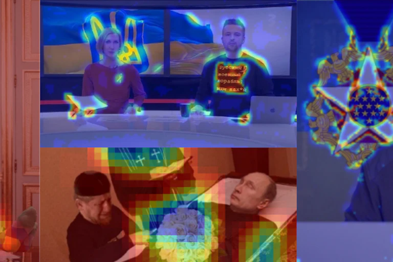 montage of false-color images of people