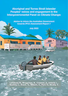 illustration showing people in boat with text