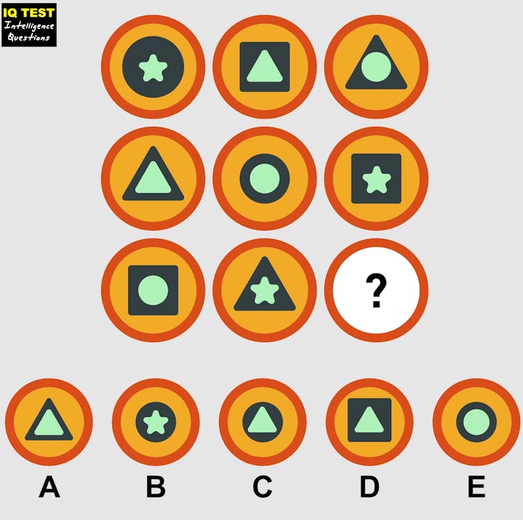 Visual intelligence questions, find the missing part.