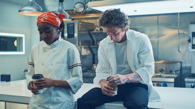 Yes chef: Sydney and Carmy taking a breather in The Bear.