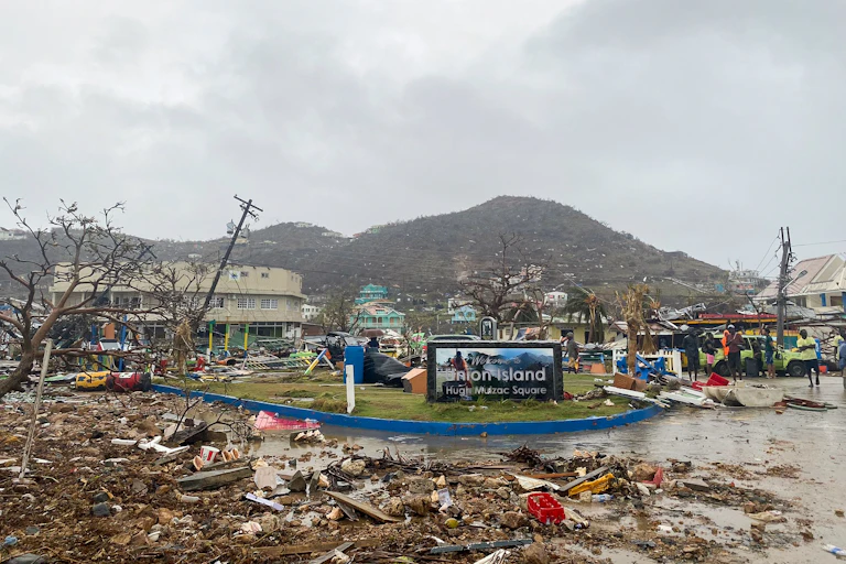 Hurricane-damaged town