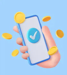 Illustration of a phone with coins flying around