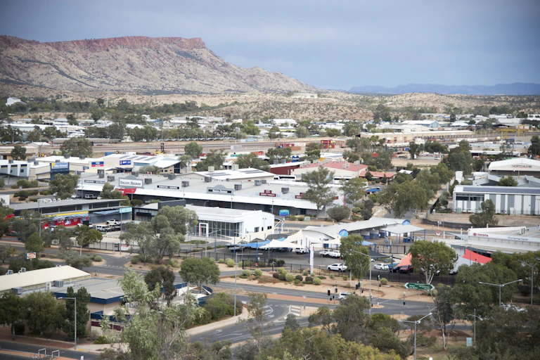 An aerial view of a township