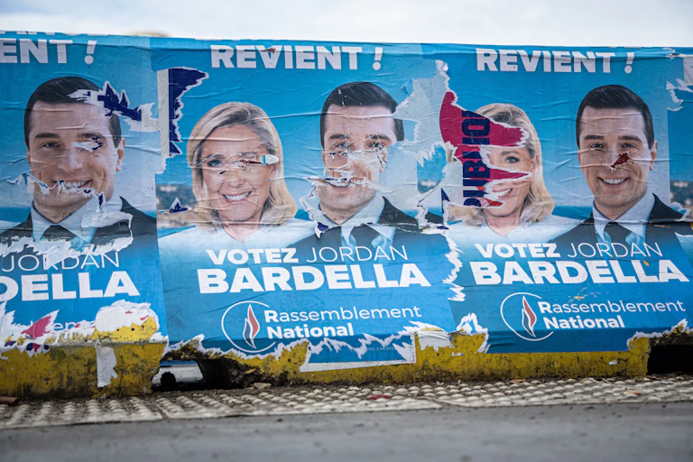 Posters for the far-right Rassemblement National party in France
