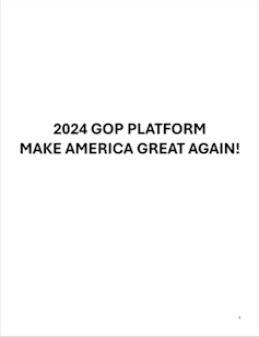 A page reads '2024 GOP Platform Make America Great Again!'