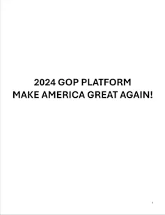 A page reads '2024 GOP Platform Make America Great Again!'