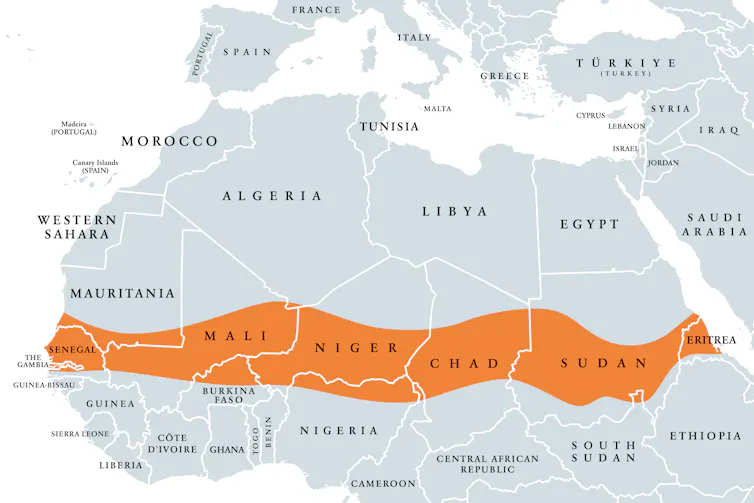 Map of Sahel region in Africa.
