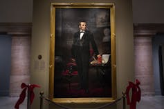 Photo of painting of Lincoln standing