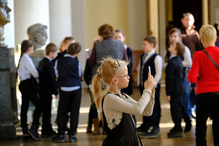 A girl in a gallery