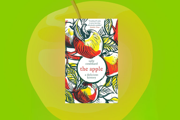 Book cover on a green background