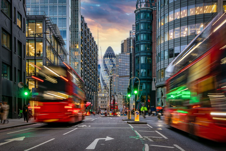 city of london at sunset