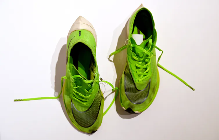A pair of Nike ZoomX Vaporfly NEXT% running shoes