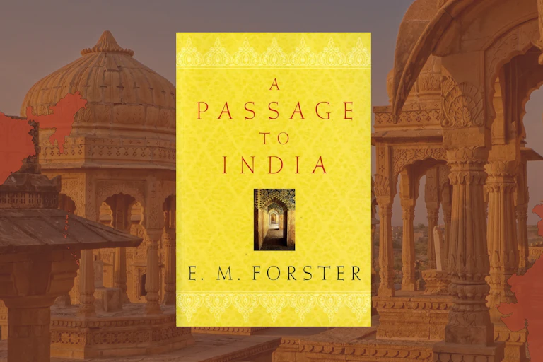 Book cover over images of India