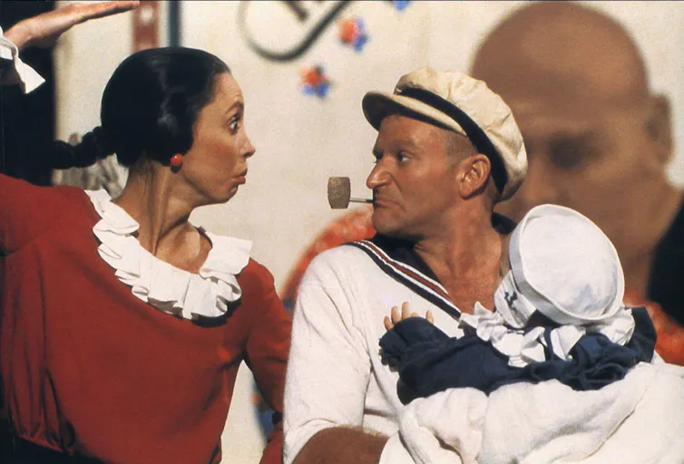 A scene from the Hollywood film Popeye starring Shelley Duvall and Robin Williams.