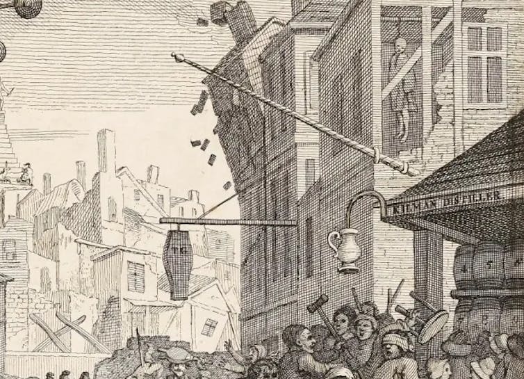 drawing of an undertaker's shop