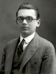 Portrait en noir et blanc de Kurt Gödel