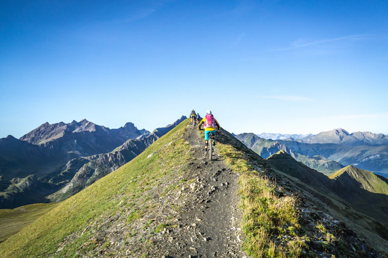 People cycling near Mont Blanc
