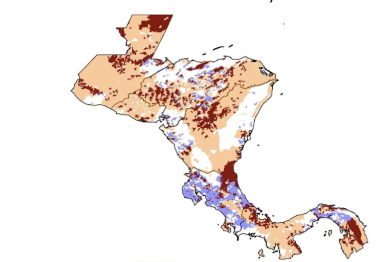 Map showing where deforestation and important areas used by migratory birds overlap