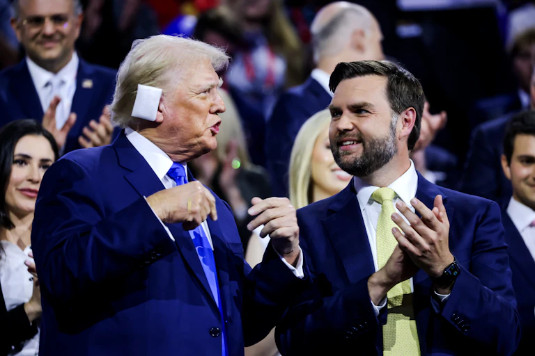 Donald Trump and JD Vance at the Republican National Convention, July 16 2024.