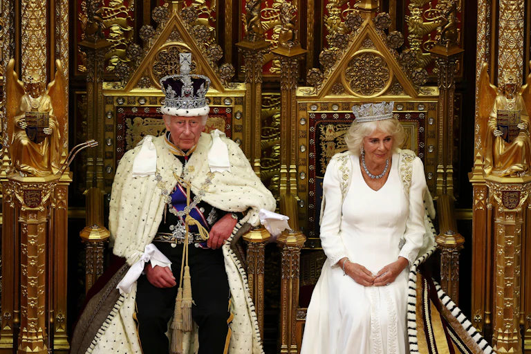 King and Queen on thrones in House of Lordsf