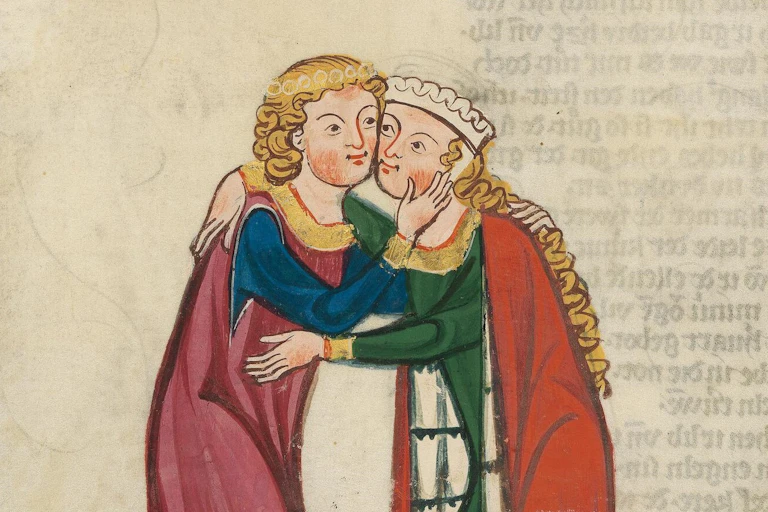 Dessin du Codex Manesse, XIVᵉ siècle.