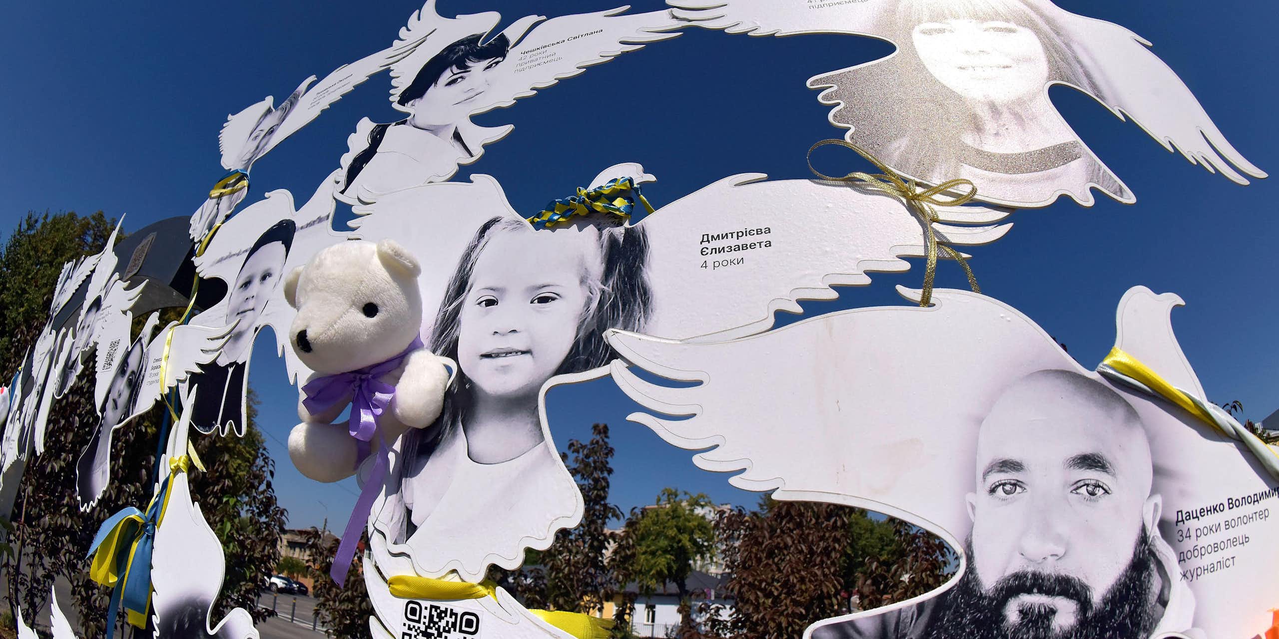 Memorial for victims of a Russian airstrike in Vinnytsia, west-central Ukraine.