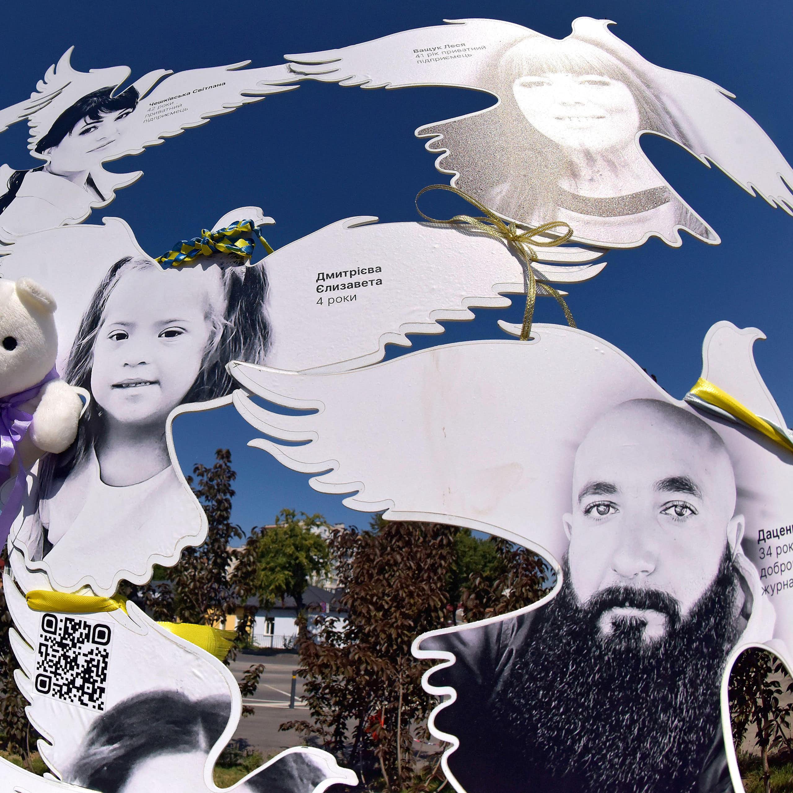 Memorial for victims of a Russian airstrike in Vinnytsia, west-central Ukraine.