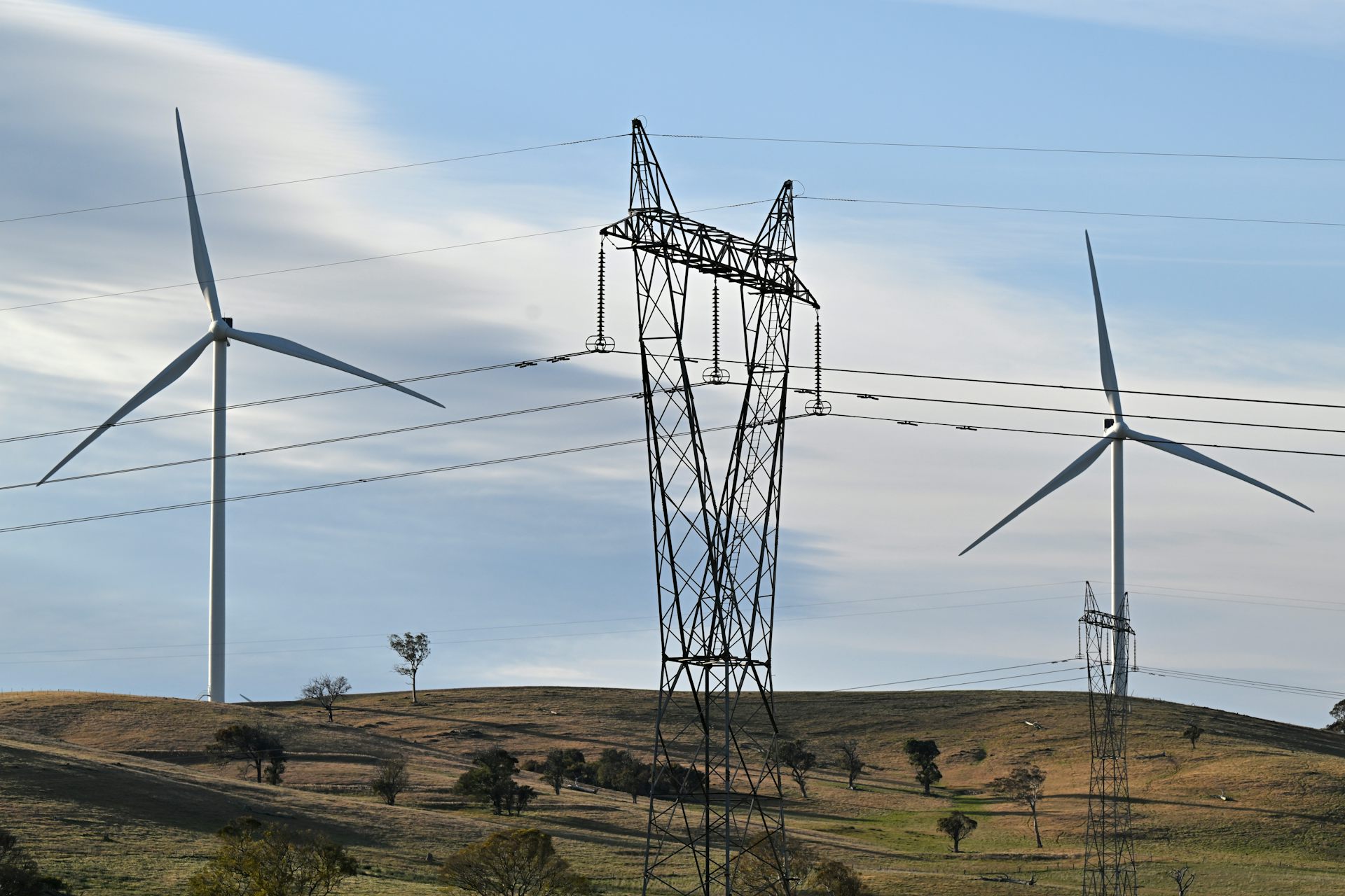 wind turbines and transmission towers