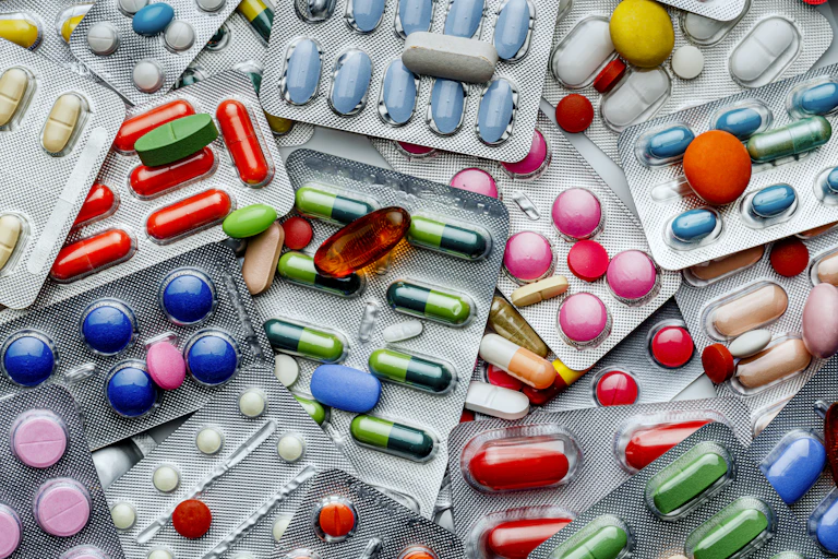 Assorted capsules, pills and blisters