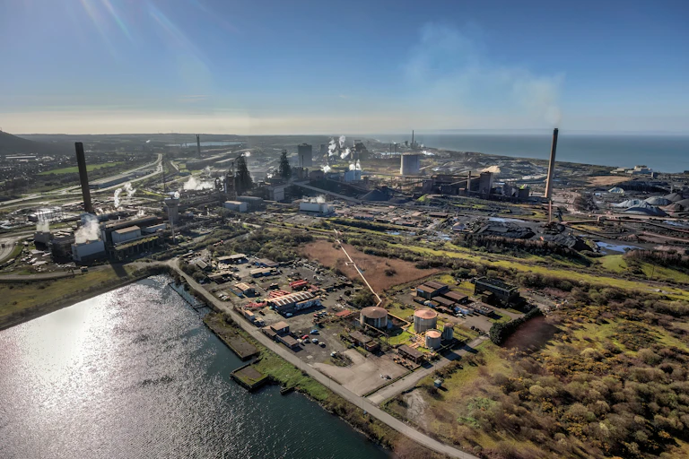 aerial view of Port Talbot steelworks in South Wales