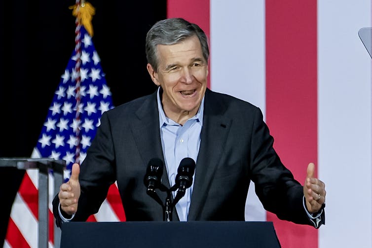 Roy Cooper at a podium