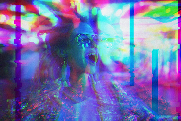 A trippy picture of a young woman