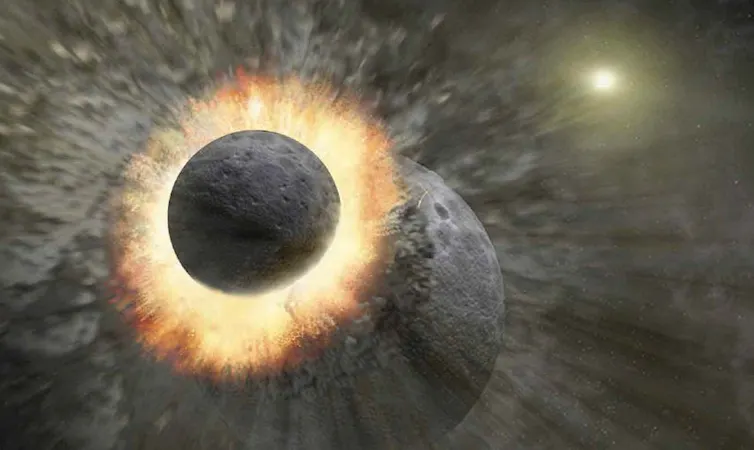 Art showing Moon formation.