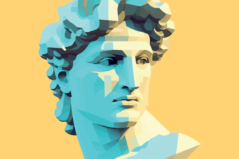 Schematic bust of ancient Greek or Roman man