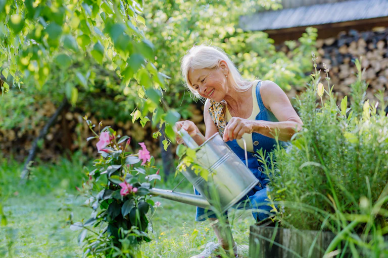 Older woman gardening