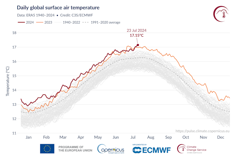 graph showing temperatures in 2024