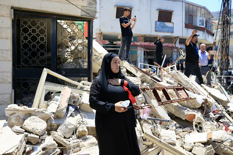 Damaged buildings in southern Lebanon.