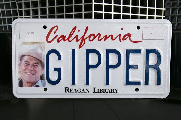 The Gipper license plate on display at the Ronald Reagan Presidential Library and Museum Simi Valley, California.